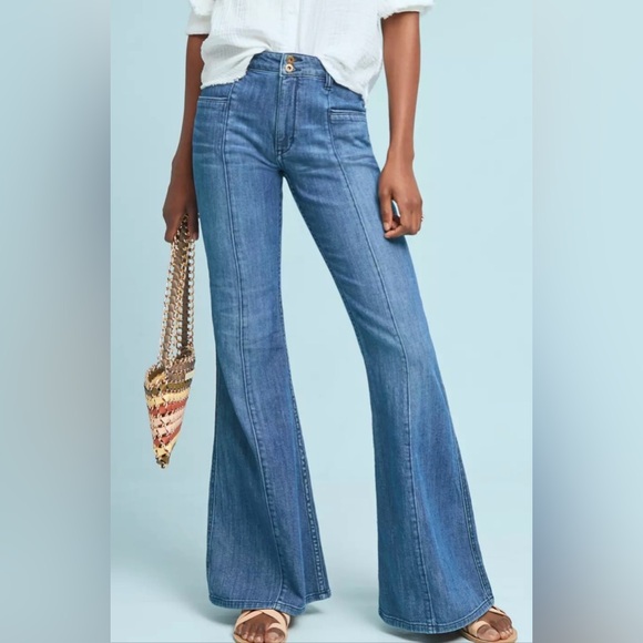 Anthropologie Denim - Anthropologie Pilcro Mid-Blue Flared Wide-Leg Jeans